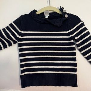 Navy and white striped toddler sweater